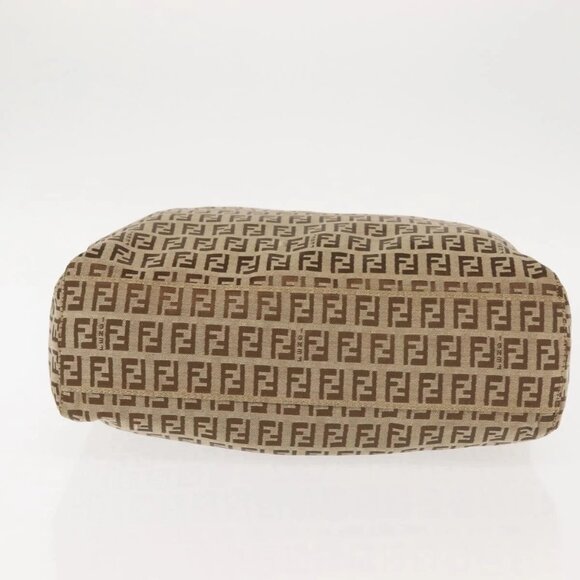 FENDI Zucchino Canvas Tote Bag Beige Silver Auth 143354 - Picture 6 of 15